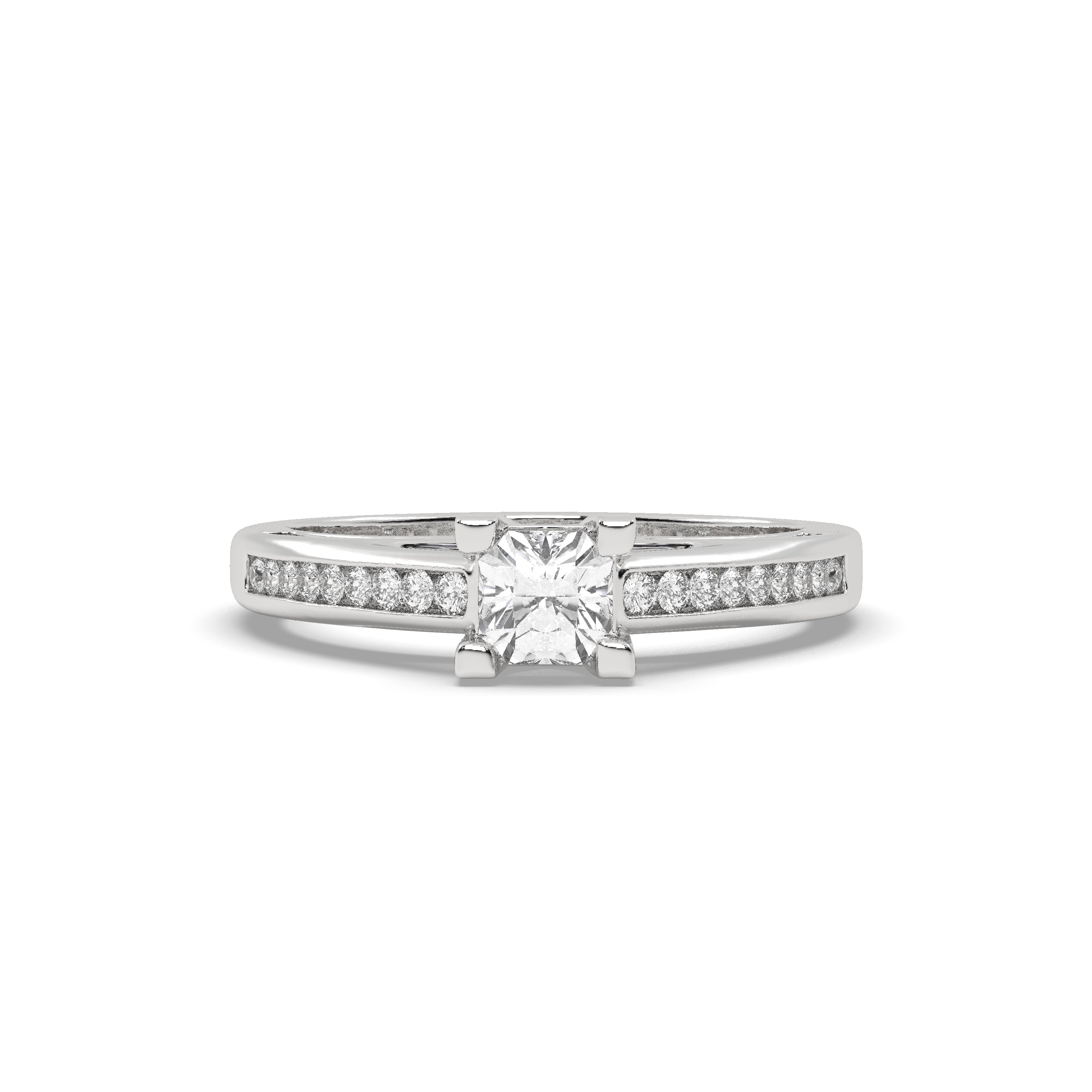 White Gold Studded 2.272 Carat Lab Grown Diamond Ring-E Color VS1 Clarity.